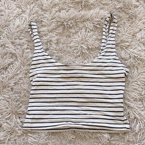 white stripped cropped tank